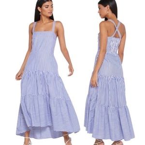 Banana Republic Tiered Striped Blue & White Maxi dress